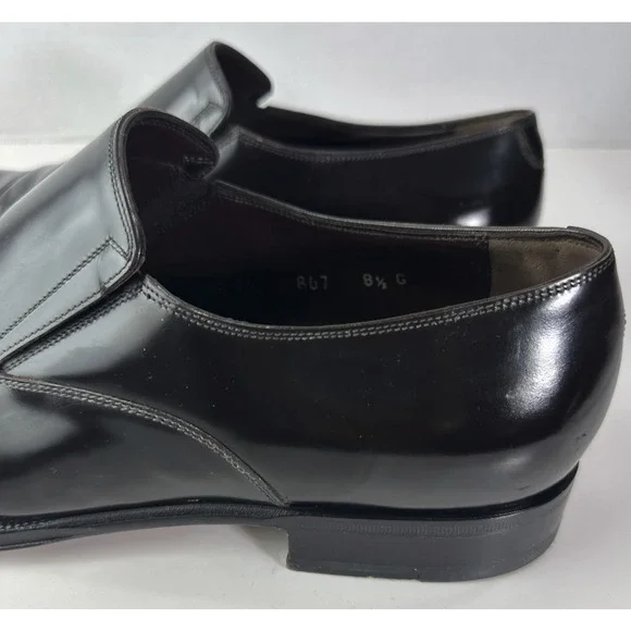 Caporicci Made in Italy Black Leather Cap-Toe Slip-On Dress Shoes Men’s 8.5 G - Picture 13 of 16